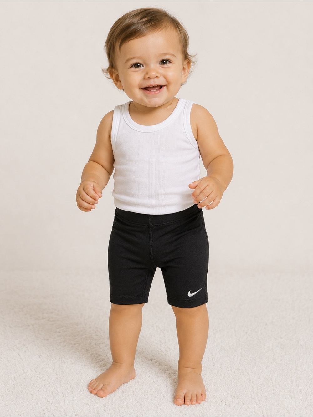 Nike Black & White Toddler Bike/Swim Shorts with Swoosh 24 Months 2T NWT